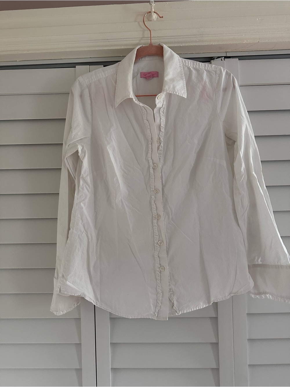 Lilly Pulitzer White Ruffled Button-Up Shirt